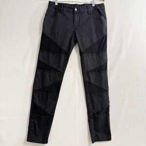 Lip Service Moto Skinny Pants Black/Gray Panel Punk Goth Size 11